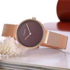 CURREN 9016 Ladies Dress Mesh Watches with Stainless Steel Simple Fashion Quartz